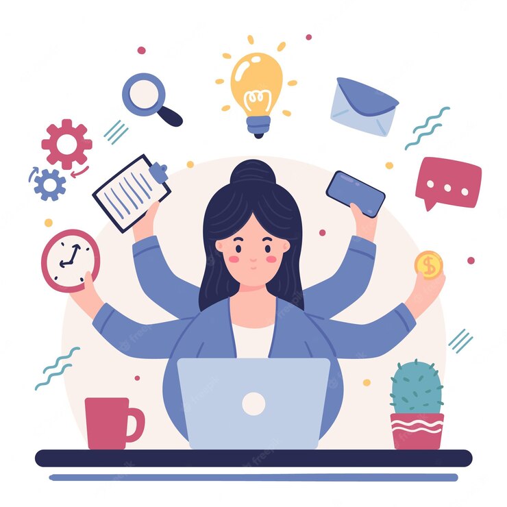 woman-working-multitask-activities_23-2148823002