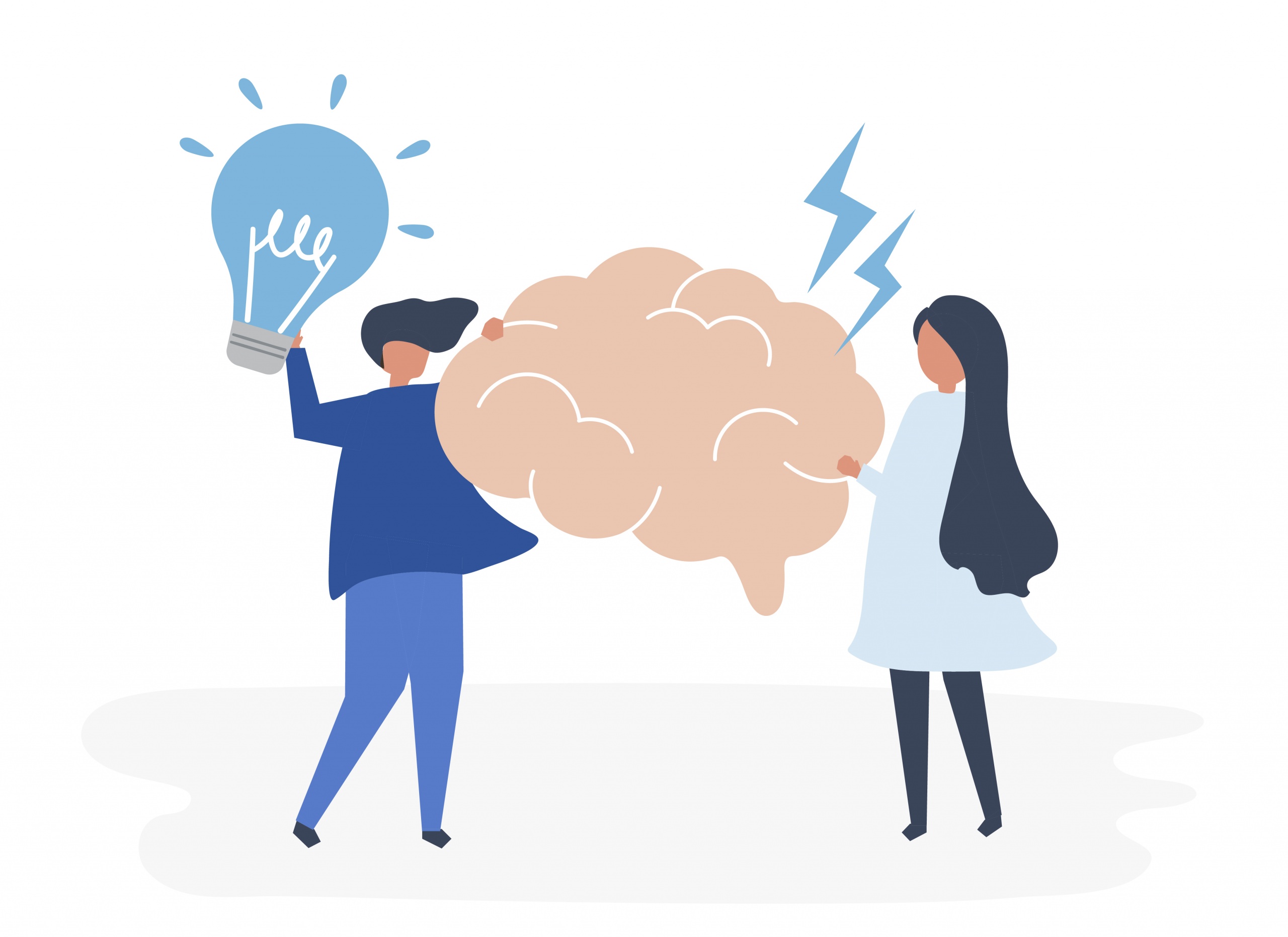 Character of people holding creative ideas icons illustration
