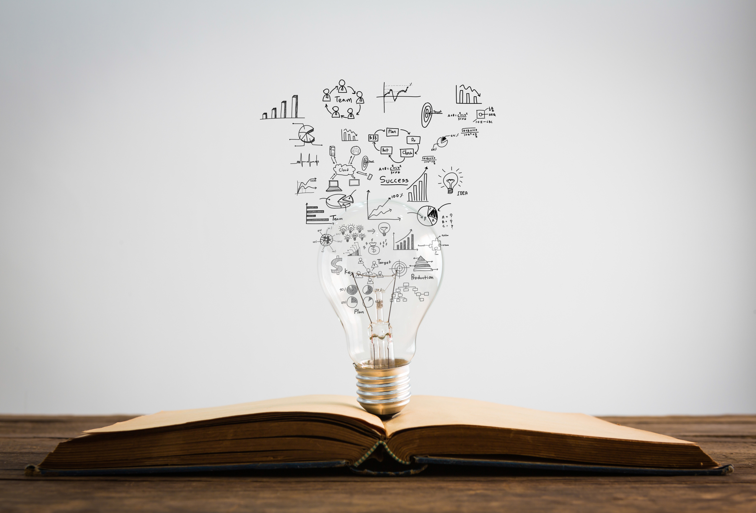 Book and light bulb of business concept
